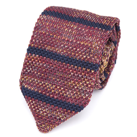 Cravatta lavorata a maglia a righe rosse da uomo di classe