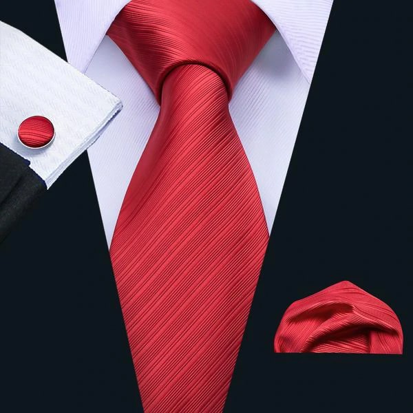 Red striped silk necktie