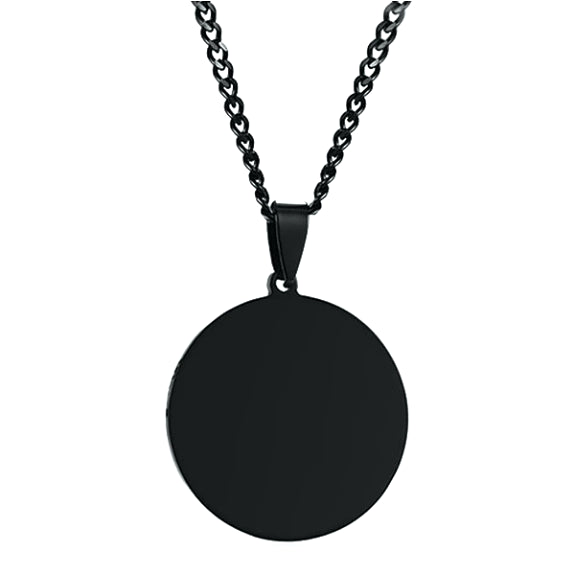 Round black pendant necklace for men