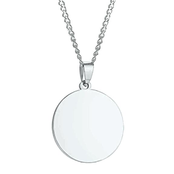Round silver pendant necklace for men