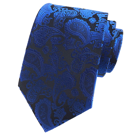 上品な男性のシンプルなロイヤルブルーのペイズリー柄のネクタイ