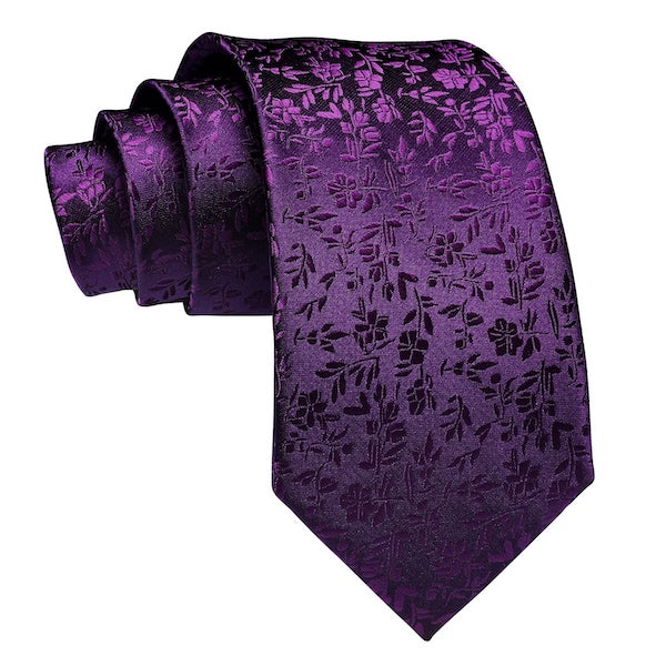 Royal purple floral silk tie