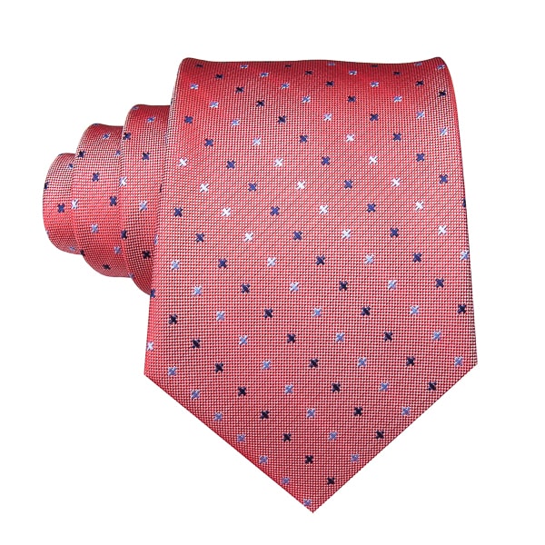 Salmon red dotted silk tie