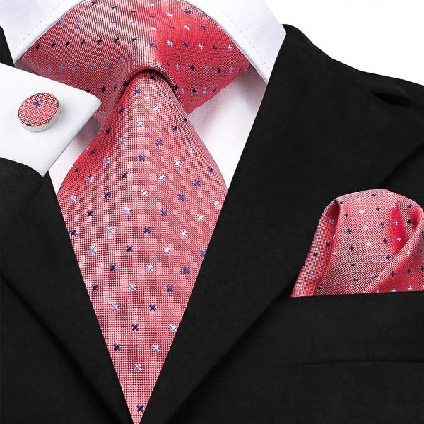 Salmon red silk tie with dotted pattern