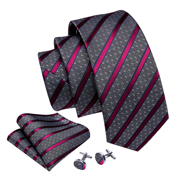 Red designer striped silk necktie