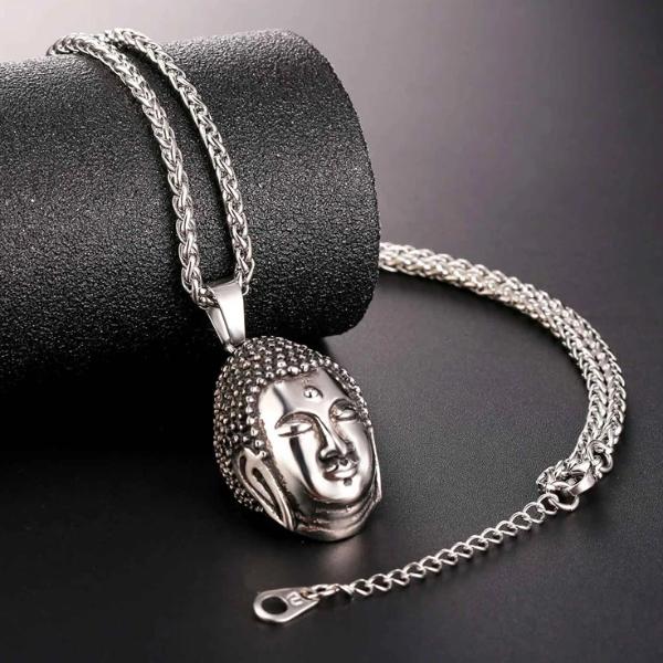 Silver Buddha Pendant Mens Buddha Necklace Sterling Silver Buddhist  Necklace Men | eBay