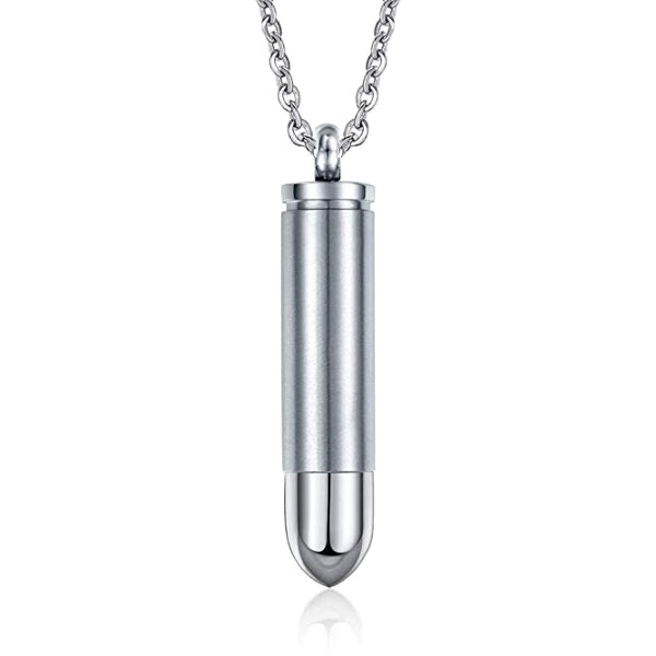 Silver bullet pendant necklace for men