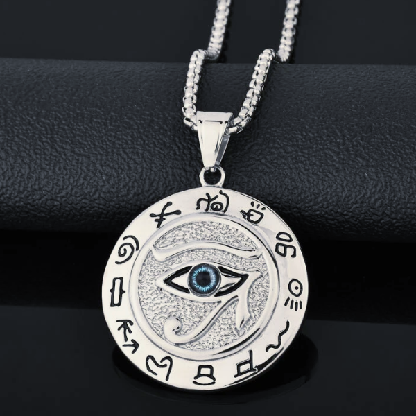 Sterling Silver Egyptian Pyramid & Eye Of Horus Pendant Necklace - Unique Protection Talisman Gift