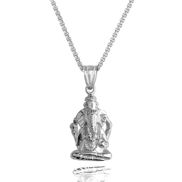 Silver Ganesh pendant necklace for men