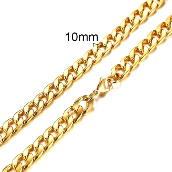 Classy Men 10mm Gold Curb Chain Necklace