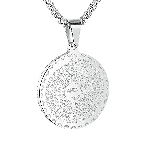 Silver Lord's Prayer pendant necklace for men