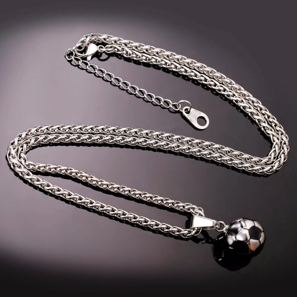 Silver soccer ball chain and pendant