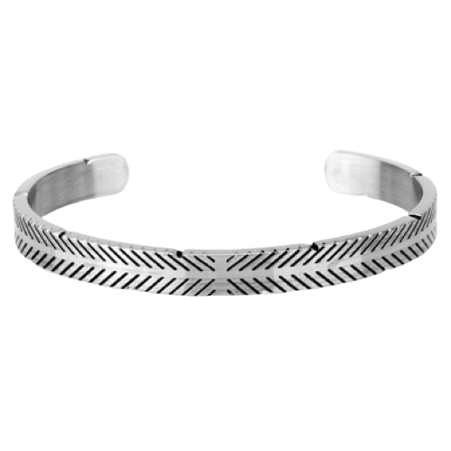 Classy Men Silver Stainless Steel Cuff Bracelet