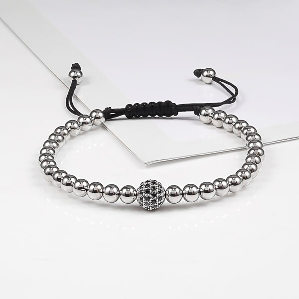 Silver beaded luxury bracelet for men