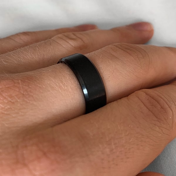 Simple black band ring for men