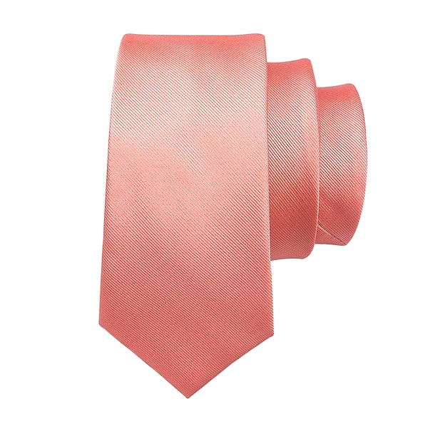 Solid salmon silk necktie