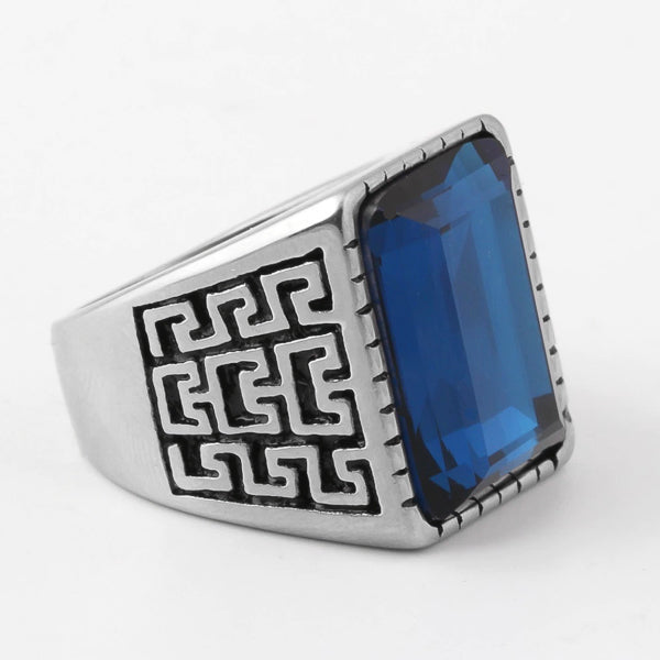 Square blue signet ring