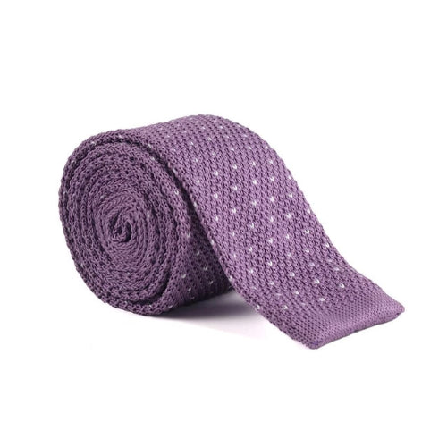 Classy Men Lavender Dotted Square Knit Tie