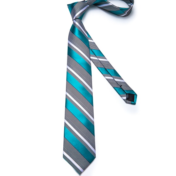 Teal turquoise striped silk necktie