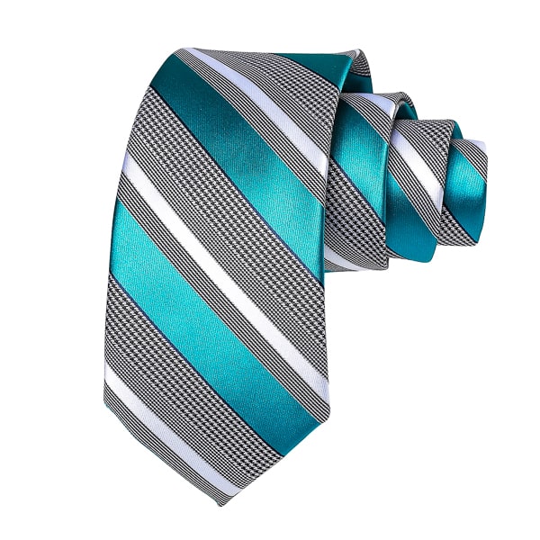Teal turquoise striped silk tie