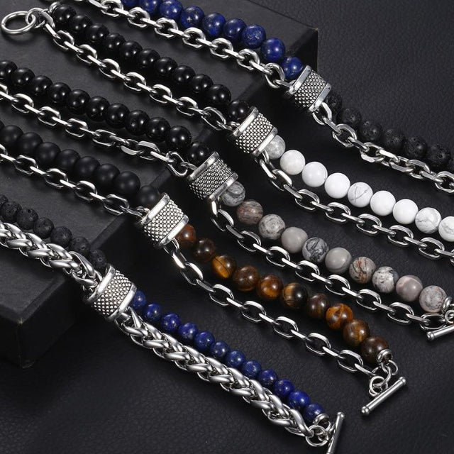 Classy Men Beaded Chain Bracelet - 6 Colors - Classy Men Collection