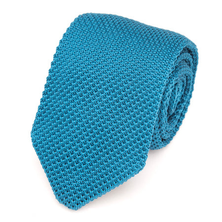 Cravatta lavorata a maglia turchese tinta unita da uomo di classe