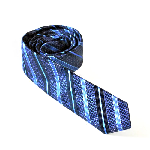 Classy Men Skinny Blue Striped Tie