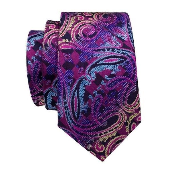 Violet Paisley Silk Tie