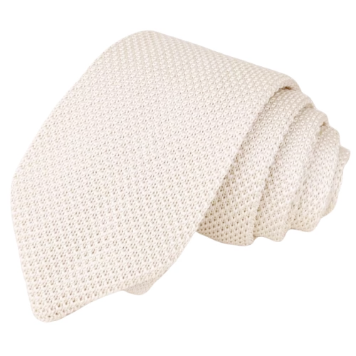 Classy Men Solid White Knitted Tie