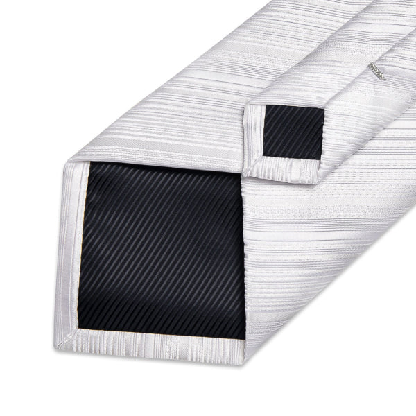 White silk tie with striped pattern