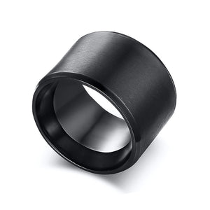 Anello a fascia nera larga da uomo di classe