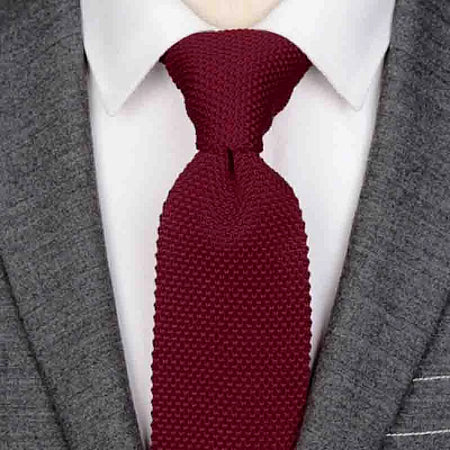 Classy Men Wine Red Knitted Tie