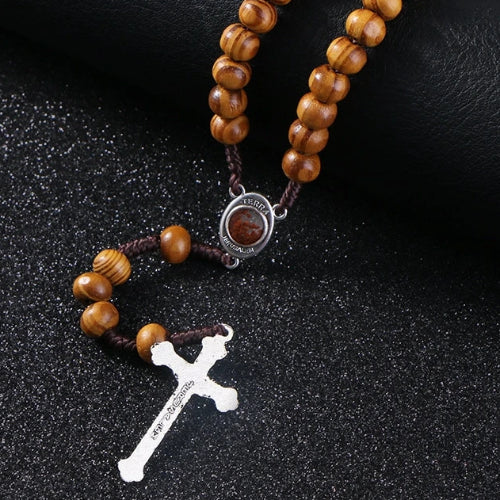 Classy Men Wooden Rosary Bead Necklace