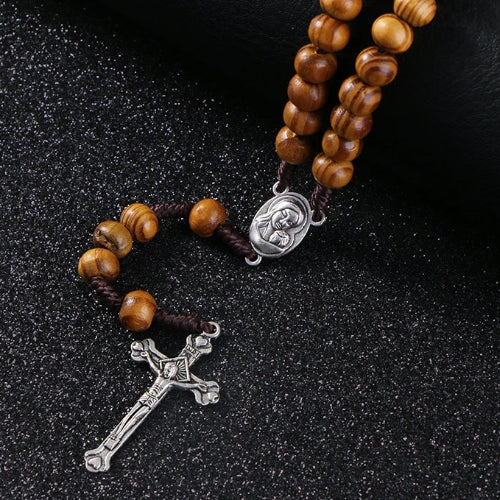 Classy Men Wooden Rosary Bead Necklace