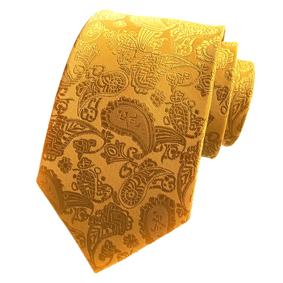 Cravatta Paisley gialla semplice da uomo di classe