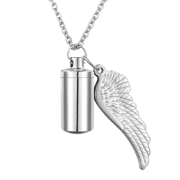 Angel wing urn pendant necklace for ashes