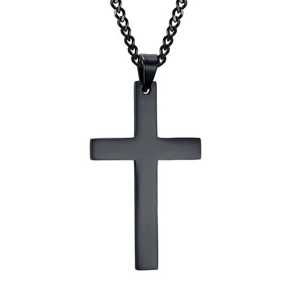 Classy Men Black Christian Cross Pendant Necklace