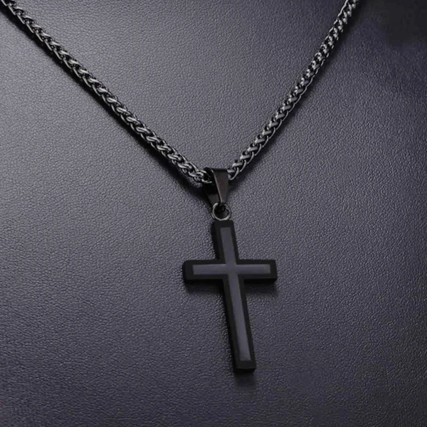 Black On Black Designer Cross Pendant Necklace Classy Men Collection