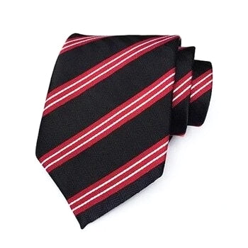 Cravatta di seta formale a righe rosse nere da uomo di classe