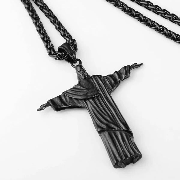 Classy Men Black Savior Jesus Christ Pendant Necklace
