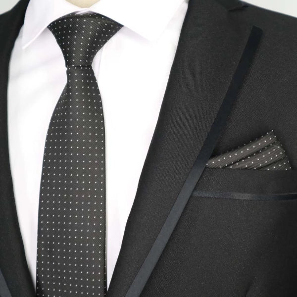 Classy Men Black White Dotted Silk Tie