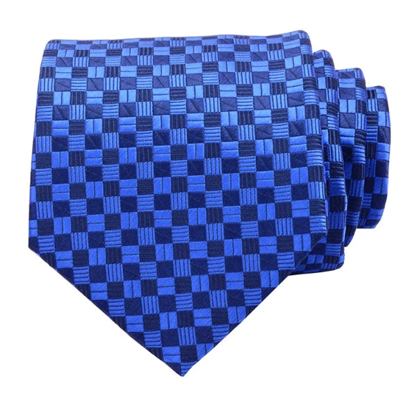 Classy Men Blue Checkered Silk Necktie - Classy Men Collection