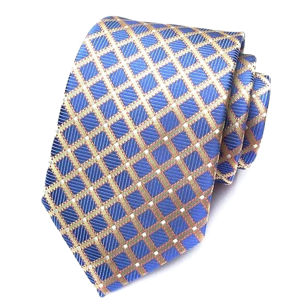 Cravatta formale da uomo in seta a righe blu e oro di classe