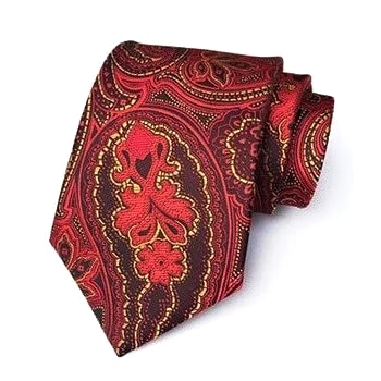 Cravatta formale in seta paisley rosso cremisi da uomo di classe