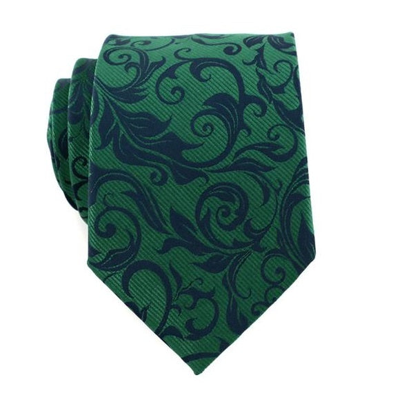 Cravatta di seta floreale verde scuro da uomo di classe