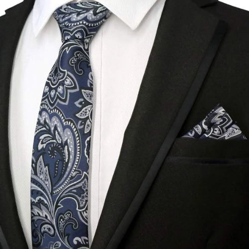 Classy Men Dark Grey Floral Silk Tie