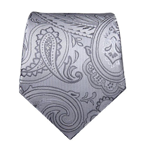 Cravatta in seta Paisley argento scuro da uomo di classe