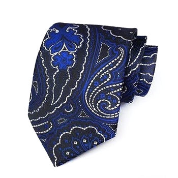 Cravatta formale in seta floreale blu intenso da uomo di classe