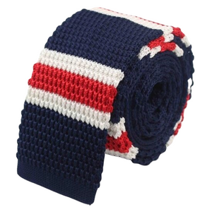 Cravatta quadrata in maglia quadrata da uomo di classe blu Halo Stripe