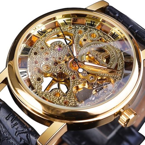 Mechanical Skeleton Watch Gold/Black - Affordable Accessories for Men ...